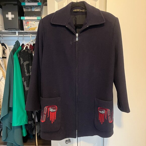 Dorothy Grant Haida - embroidered wool / cashmere coat - Picture 1 of 6